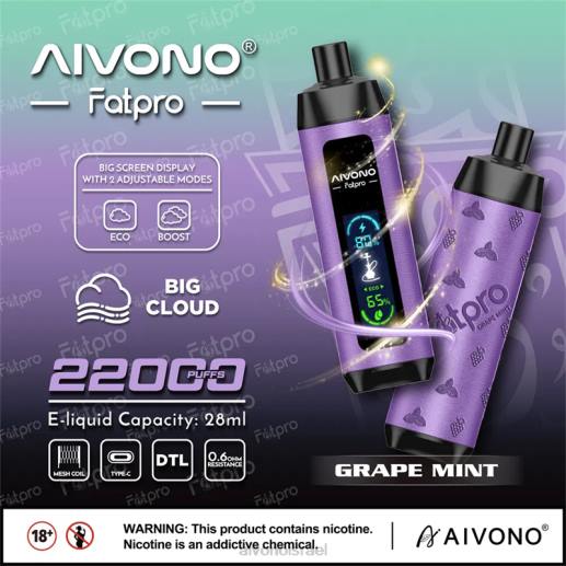 מנטה ענבים Aivono Fatpro 22000 6D222 | Aivono Vape Review